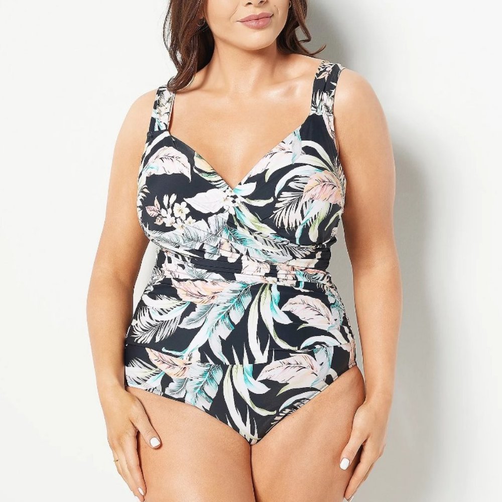 Jantzen Printed Surplice Maillot One- Piece Swimsuit  7269